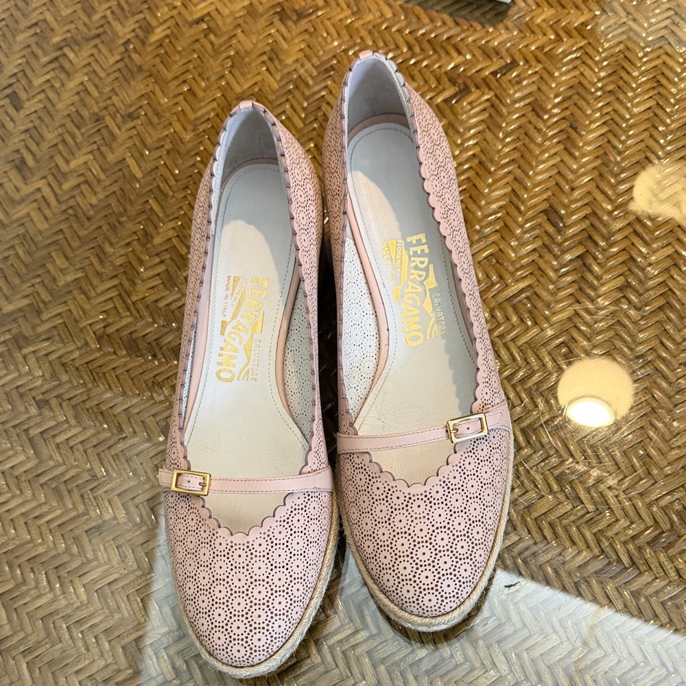 Salvatore Ferragamo Pink Perforated Flats